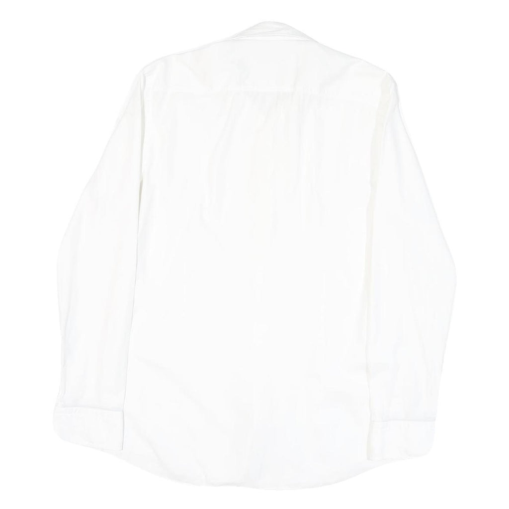 BOSS Mens White Plain Cotton Blend Shirt M Classic Formal Button Collar