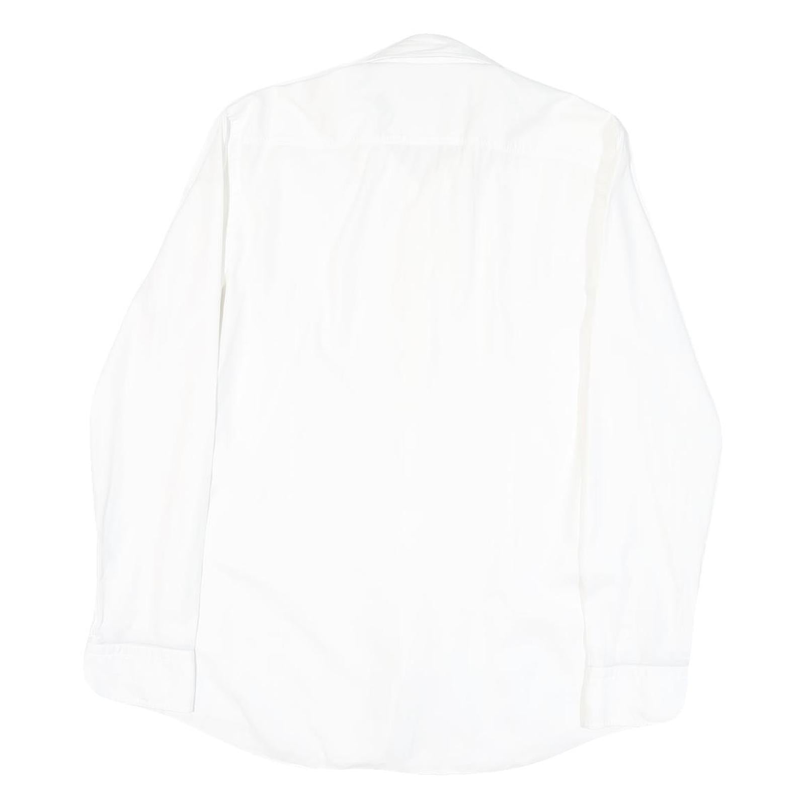 BOSS Mens White Plain Cotton Blend Shirt M Classic Formal Button Collar