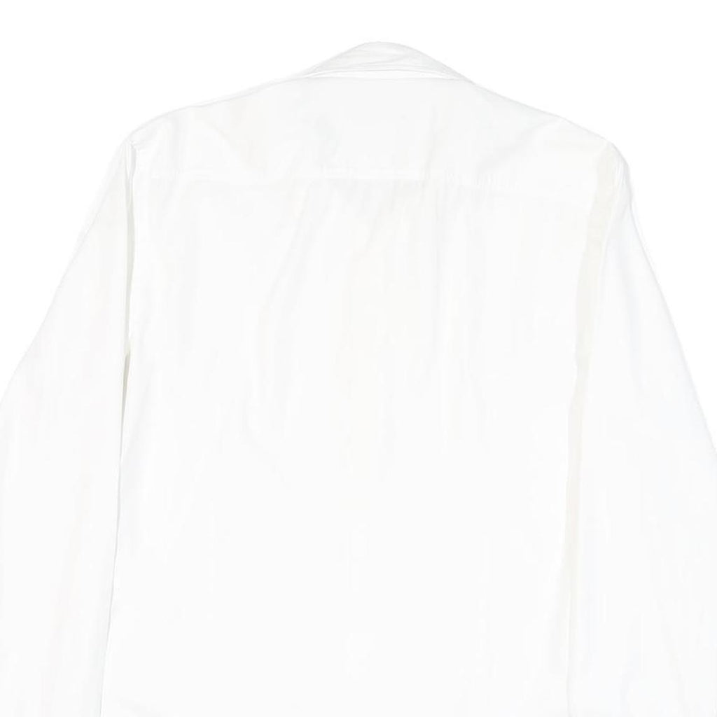 BOSS Mens White Plain Cotton Blend Shirt M Classic Formal Button Collar