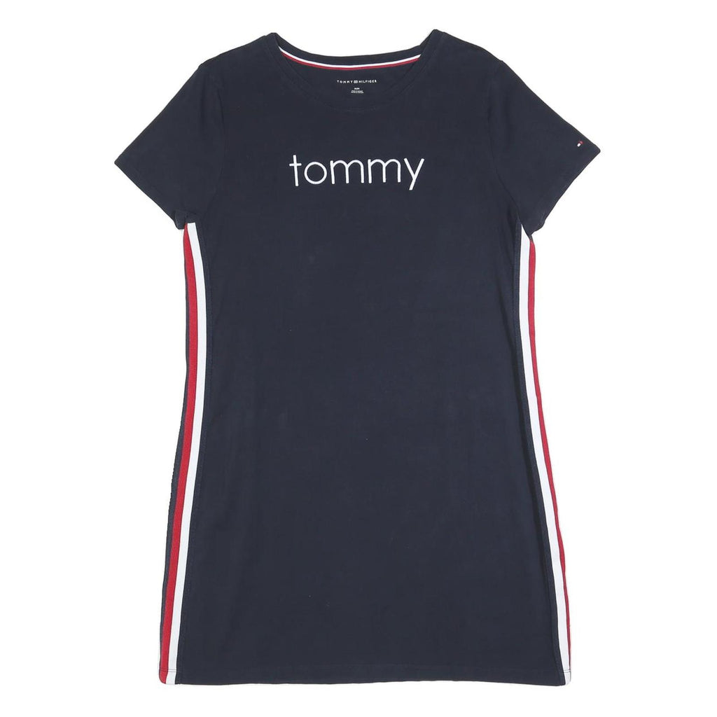 TOMMY HILFIGER Womens Navy Blue Day Jersey Plain Short Sleeve Mini M Casual