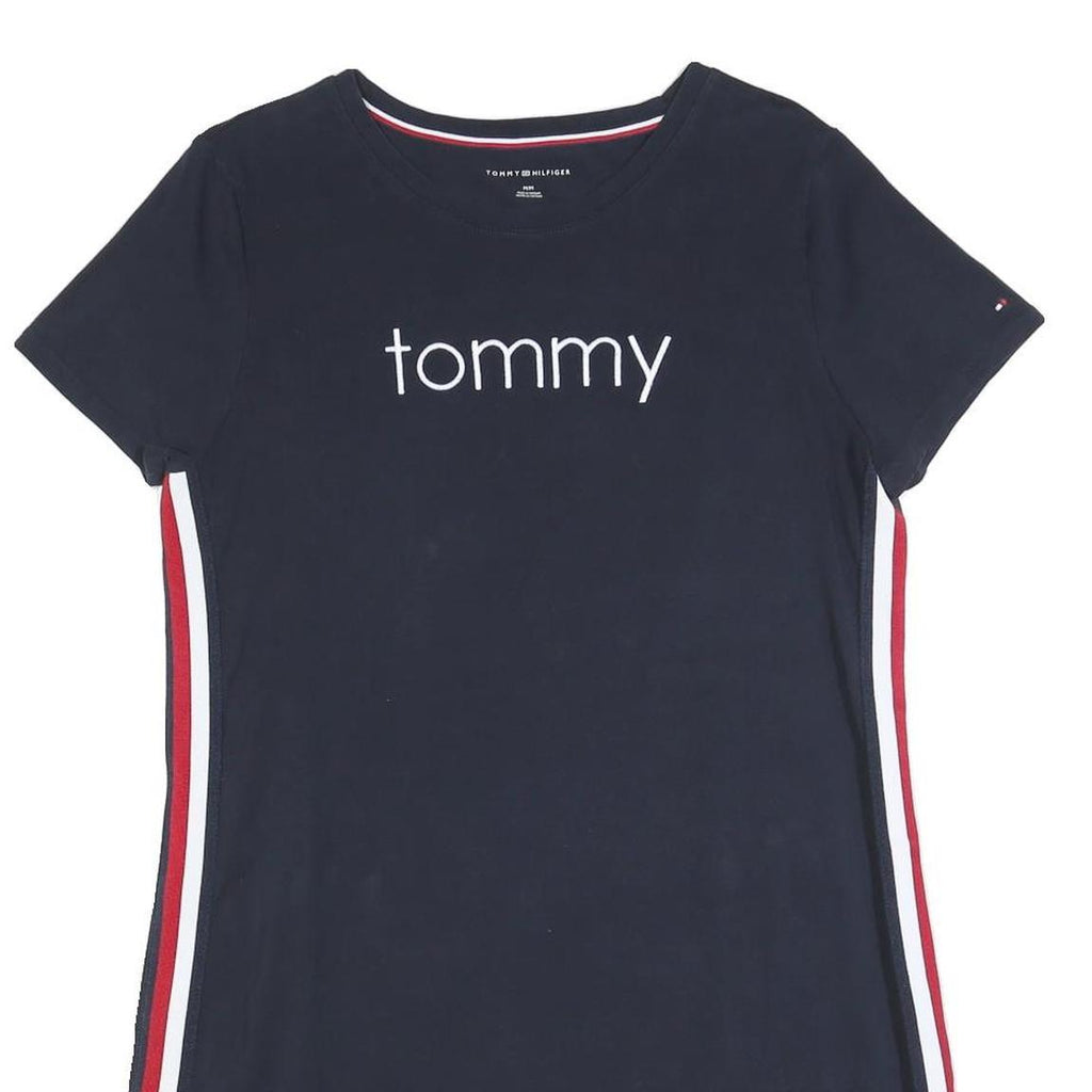 TOMMY HILFIGER Womens Navy Blue Day Jersey Plain Short Sleeve Mini M Casual
