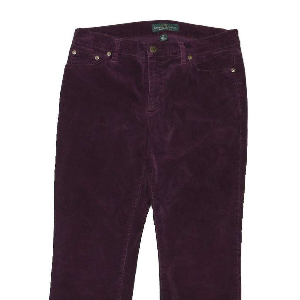 LAUREN RALPH LAUREN Womens Cotton Blend Purple Regular Straight Trousers W32 L34
