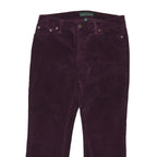 LAUREN RALPH LAUREN Womens Cotton Blend Purple Regular Straight Trousers W32 L34