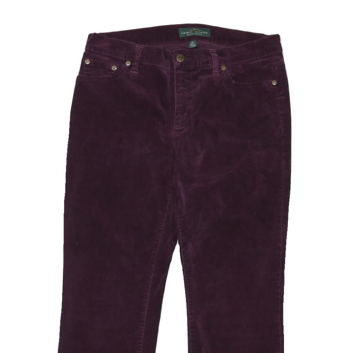 LAUREN RALPH LAUREN Womens Cotton Blend Purple Regular Straight Trousers W32 L34