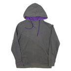 REEBOK Womens Grey & Purple Hoodie L Cotton Blend Casual Sweatshirt