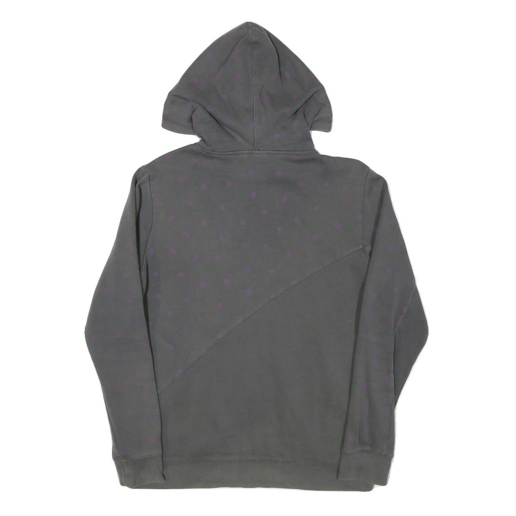REEBOK Womens Grey & Purple Hoodie L Cotton Blend Casual Sweatshirt