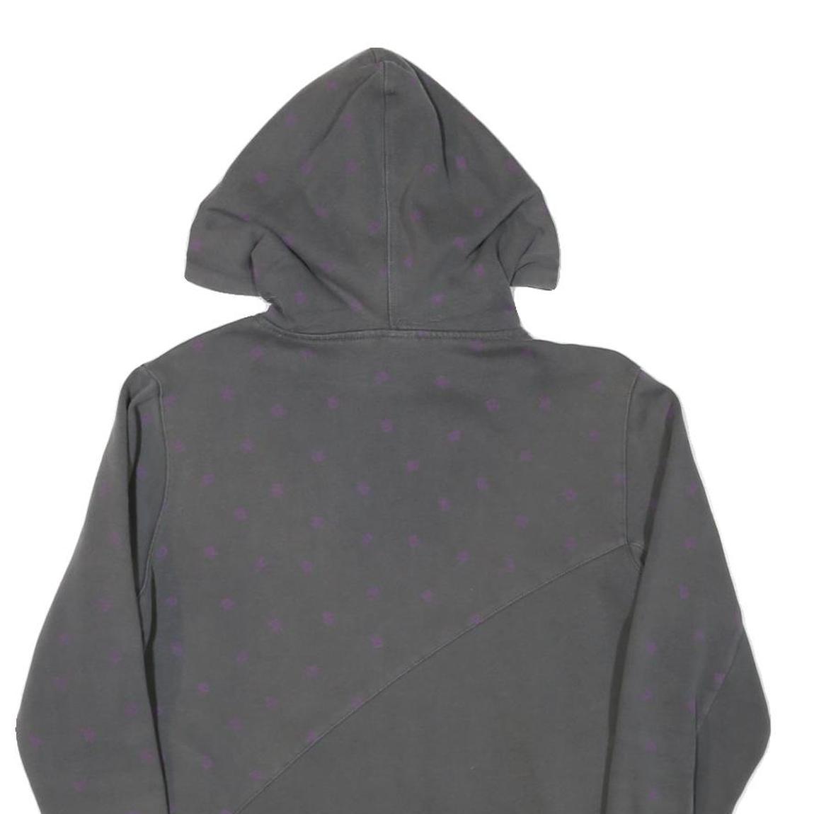 REEBOK Womens Grey & Purple Hoodie L Cotton Blend Casual Sweatshirt