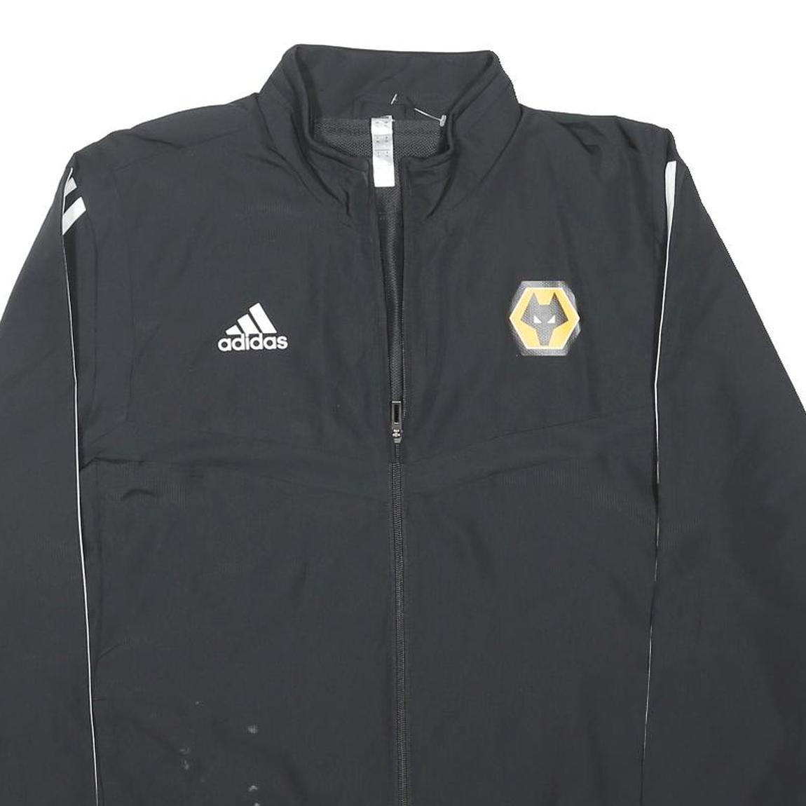 ADIDAS Mens Black & White Wolves Track Jacket XL Polyester Blend Zip Athletic