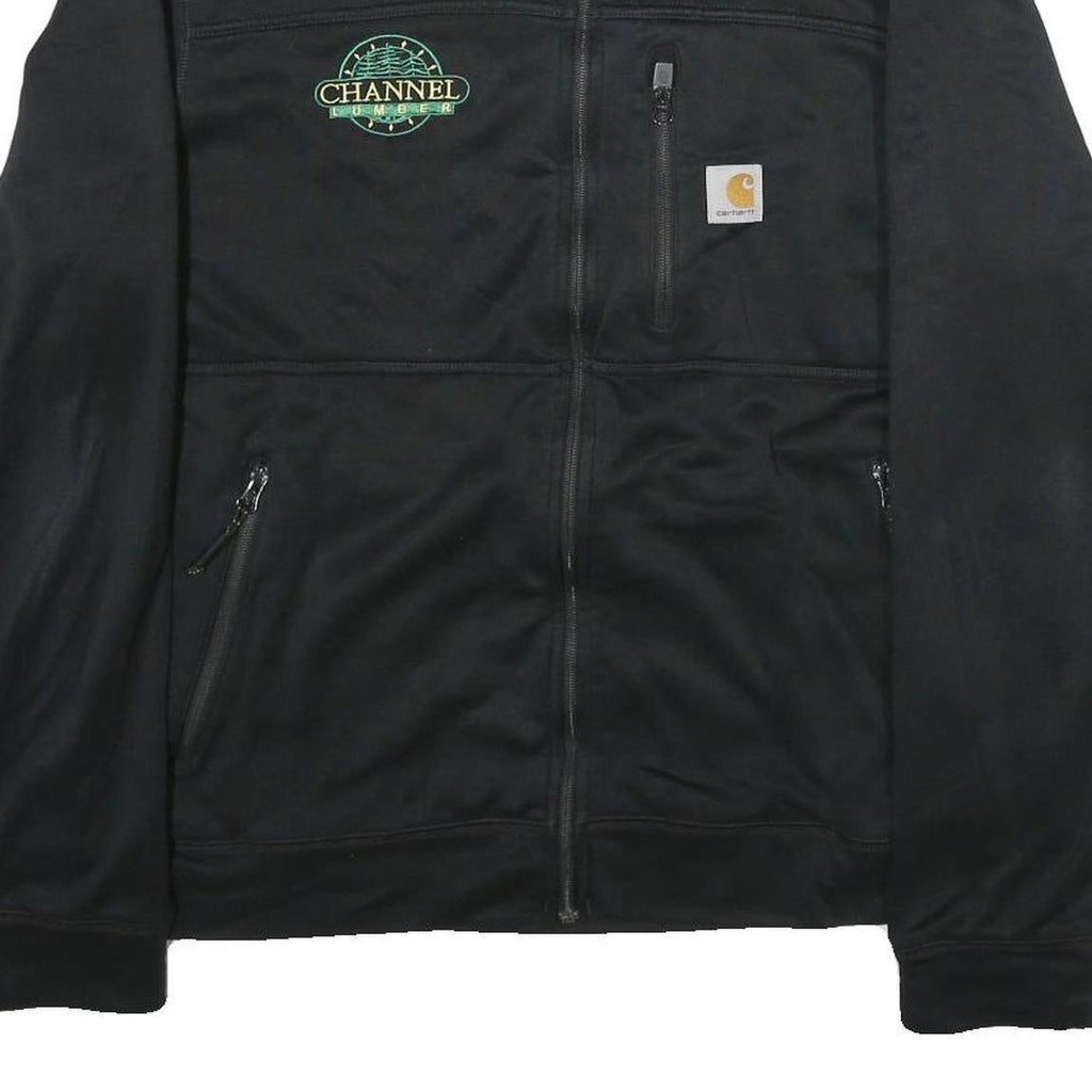 CARHARTT Mens Black Workwear Polyester Zip Jacket L Plain Durable
