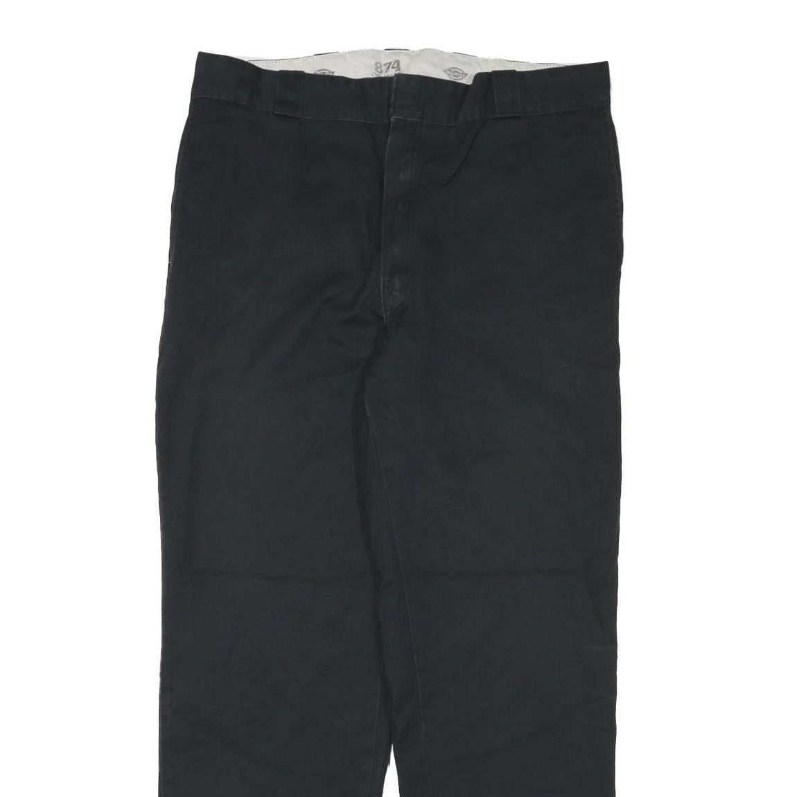 DICKIES Mens Cotton Blend Black Regular Straight Trousers W36 L30 Workwear