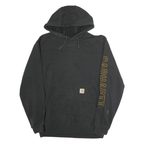 CARHARTT Mens Black Hoodie M Cotton Pullover Sweatshirt Logo Print