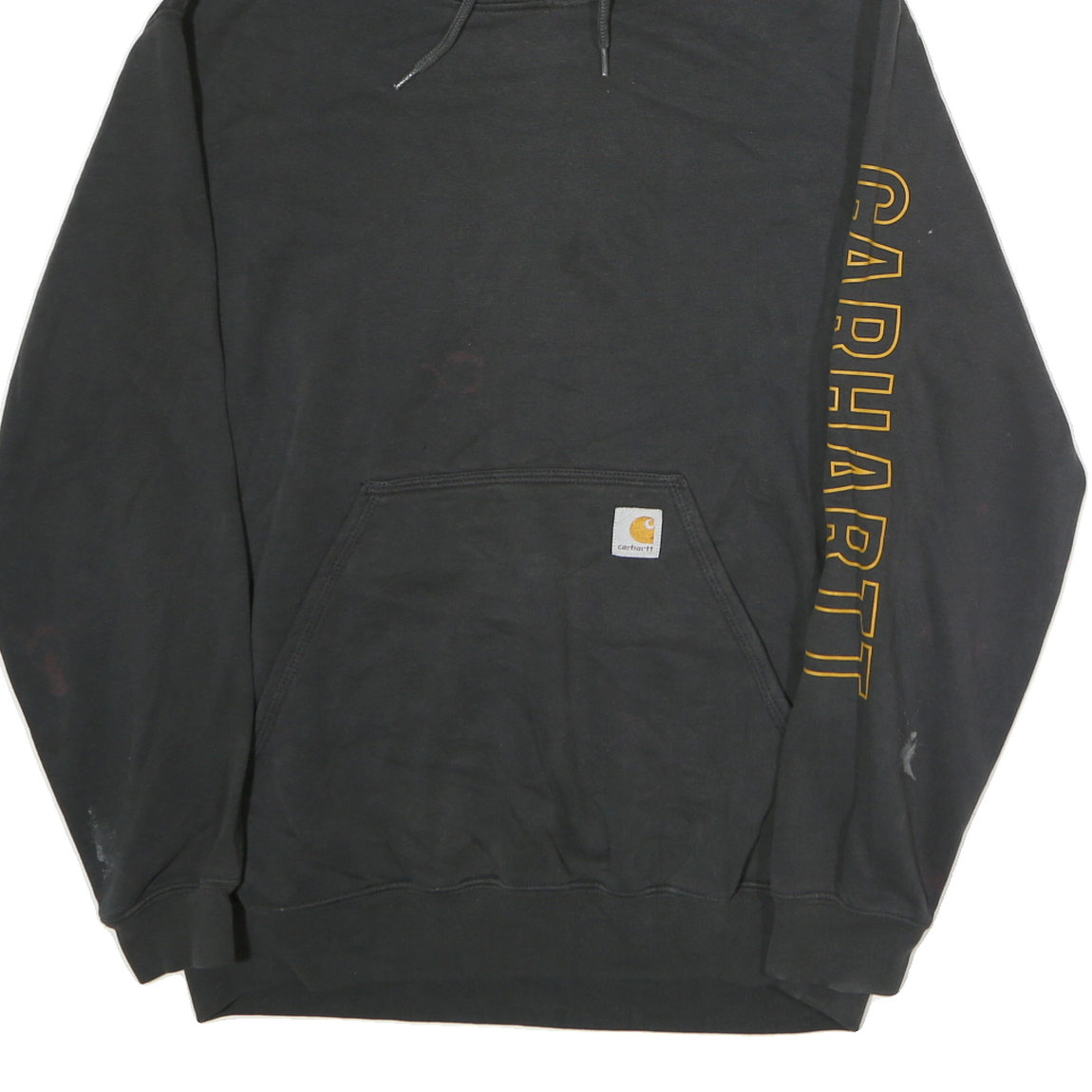 CARHARTT Mens Black Hoodie M Cotton Pullover Sweatshirt Logo Print