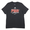 ADIDAS Mens Black & Red Prep Baseball Report Graphic T-Shirt L Short Sleeve Crew