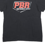 ADIDAS Mens Black & Red Prep Baseball Report Graphic T-Shirt L Short Sleeve Crew