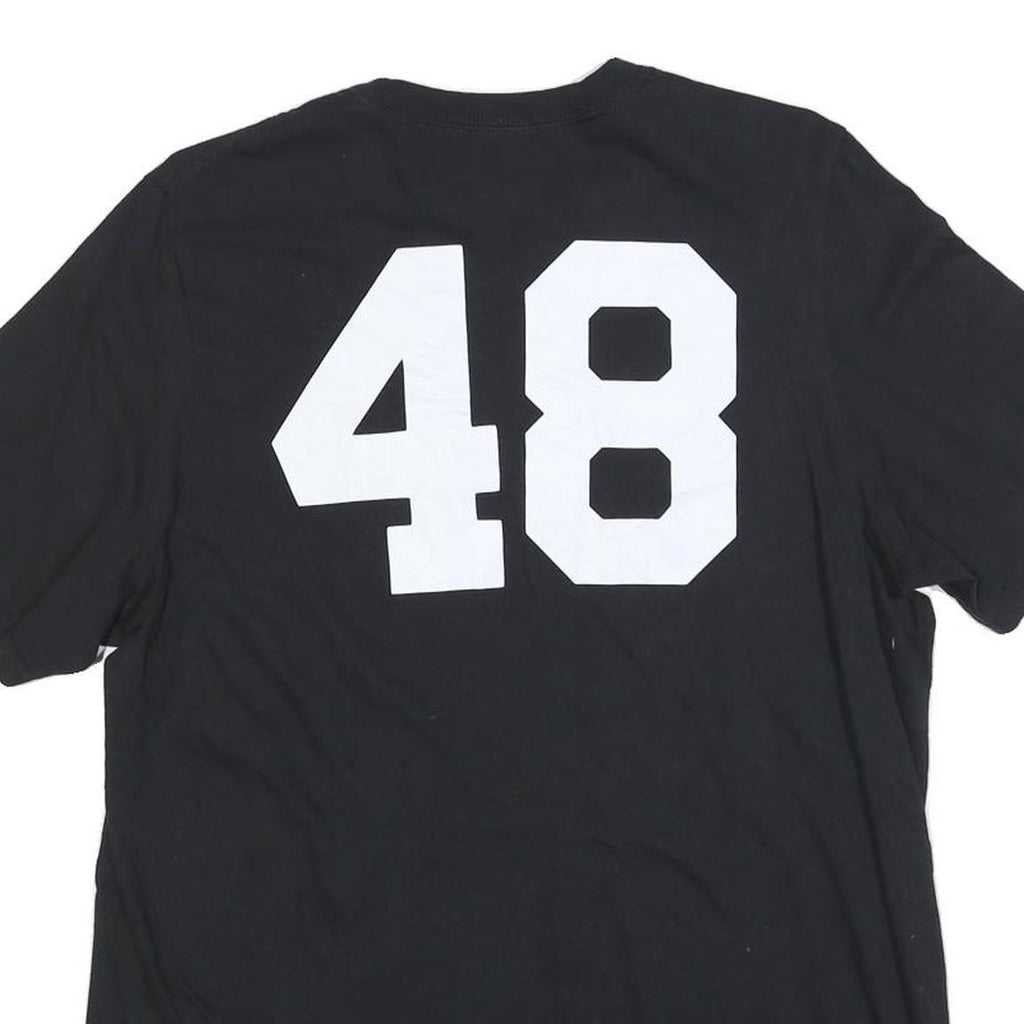 ADIDAS Mens Black & Red Prep Baseball Report Graphic T-Shirt L Short Sleeve Crew