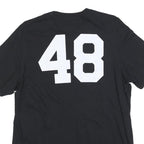 ADIDAS Mens Black & Red Prep Baseball Report Graphic T-Shirt L Short Sleeve Crew