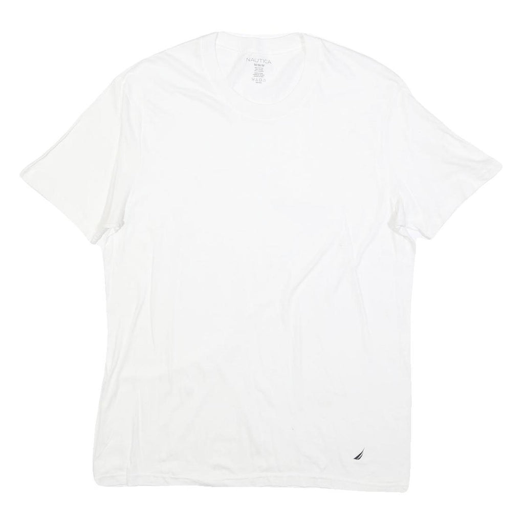 NAUTICA Mens White Cotton Blend Casual T-Shirt M Short Sleeve Crew Neck Plain