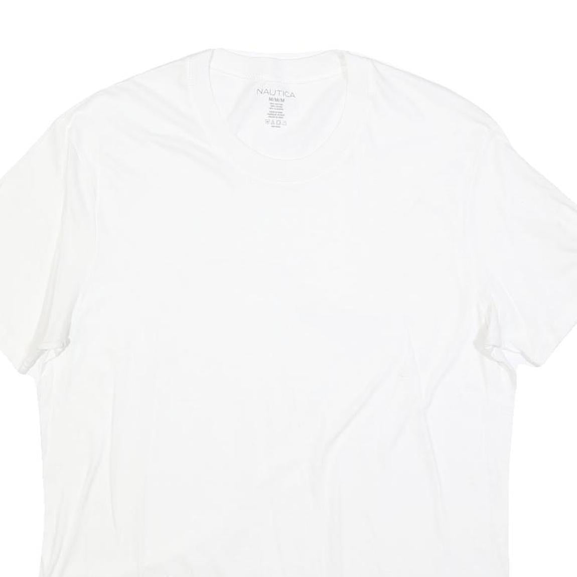 NAUTICA Mens White Cotton Blend Casual T-Shirt M Short Sleeve Crew Neck Plain