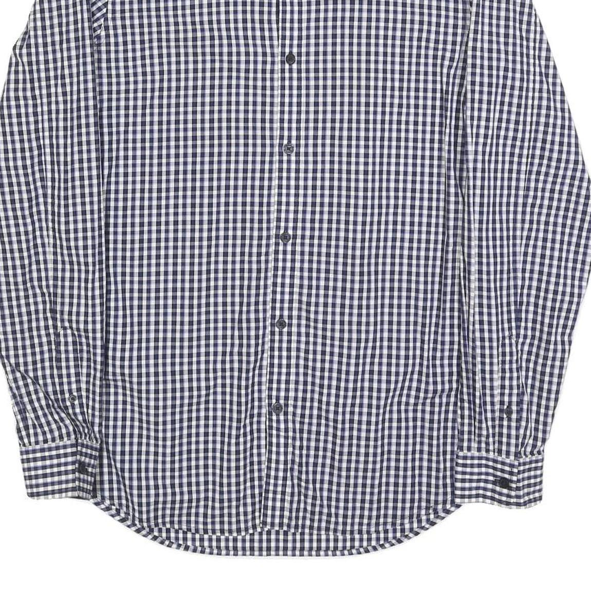 ARMANI EXCHANGE Mens Blue & White Check Shirt M Cotton Blend Casual Long Sleeve