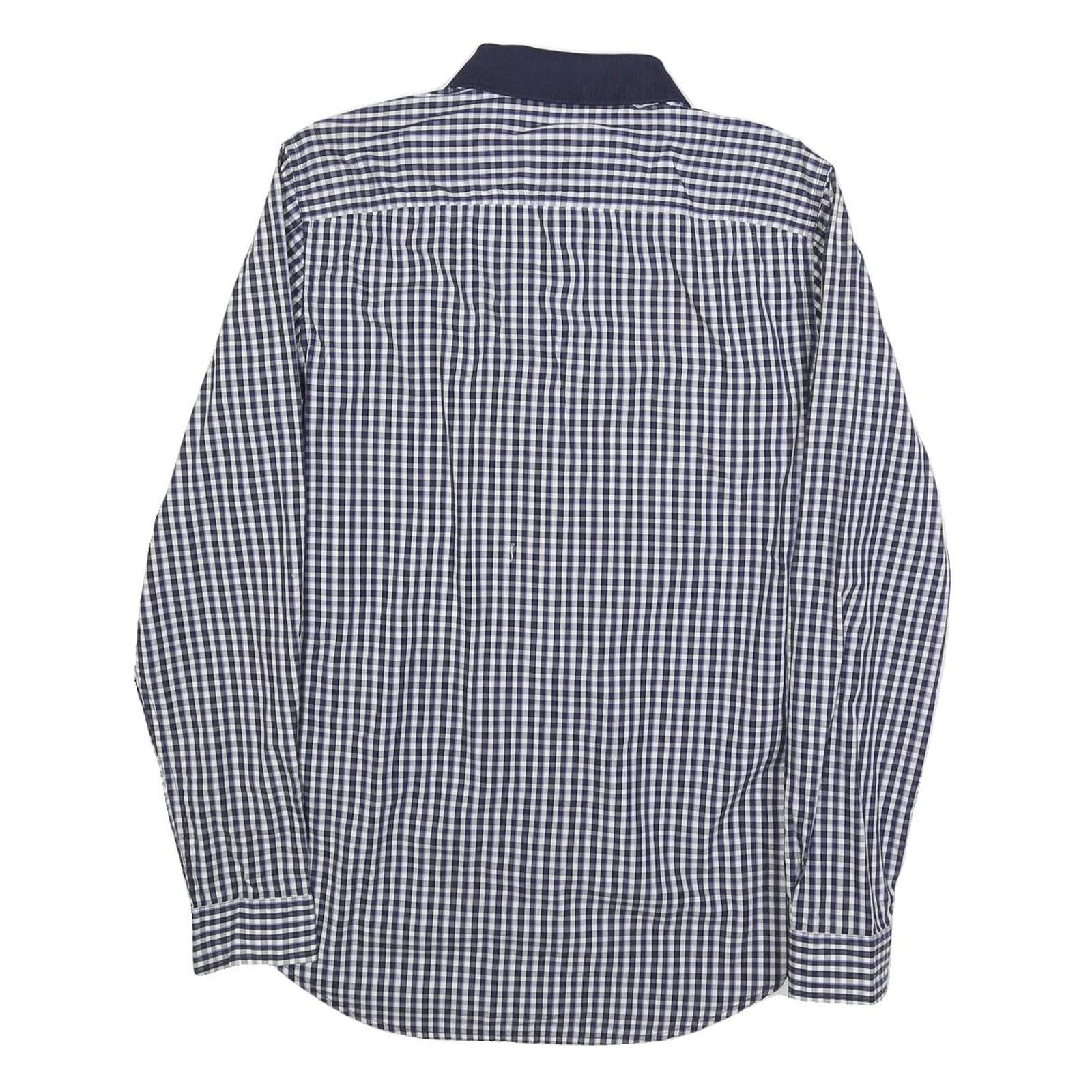 ARMANI EXCHANGE Mens Blue & White Check Shirt M Cotton Blend Casual Long Sleeve