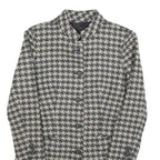 Womens Black & White Houndstooth Button Jacket S Woven Classic Tailored