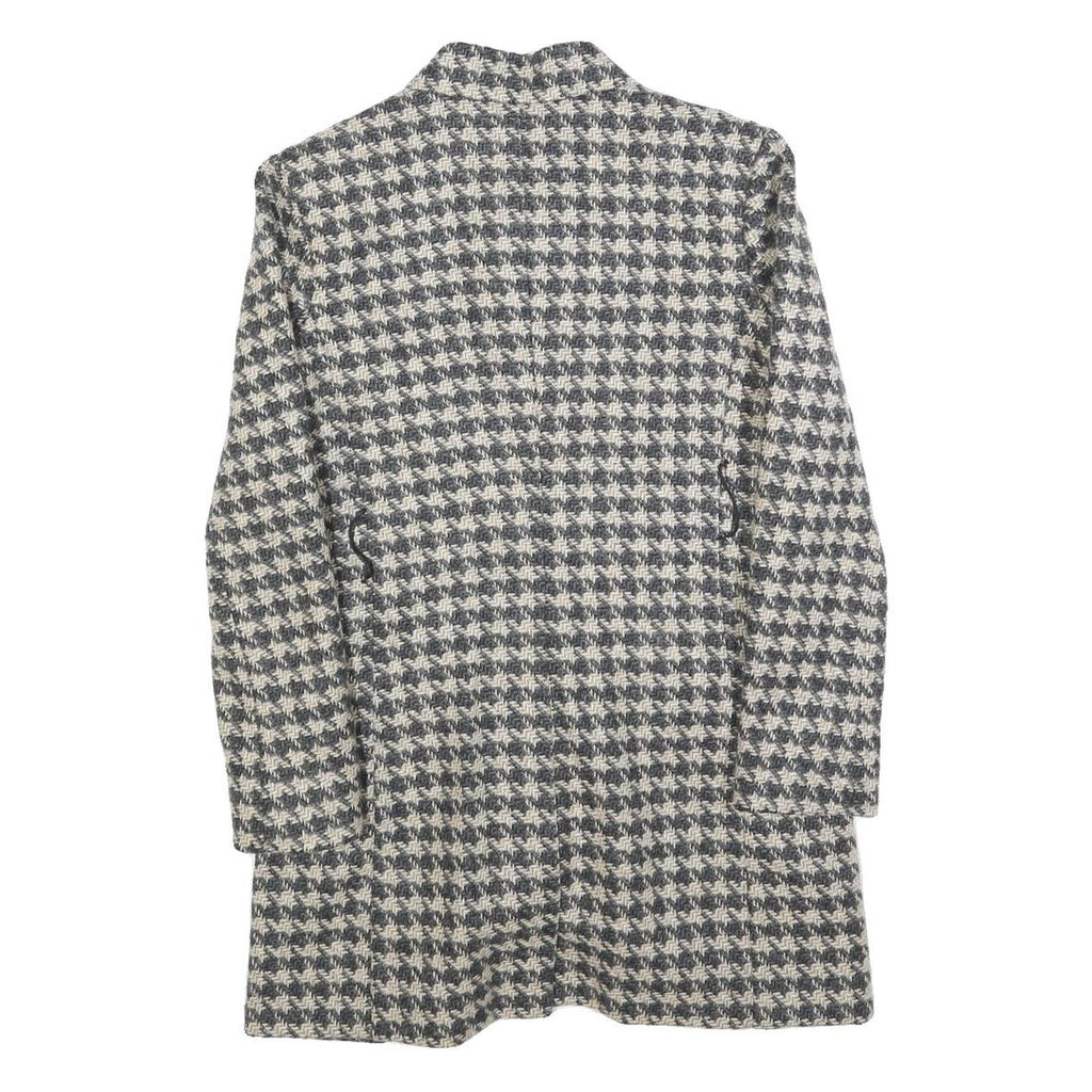 Womens Black & White Houndstooth Button Jacket S Woven Classic Tailored