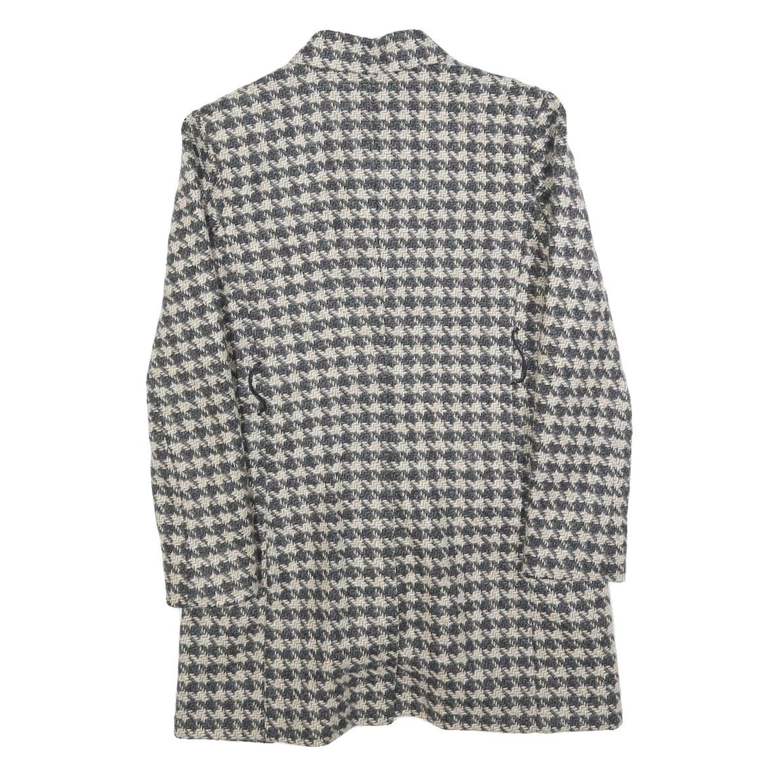 Womens Black & White Houndstooth Button Jacket S Woven Classic Tailored