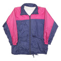 Womens Pink & Blue Retro Zip Nylon Windbreaker XL Plain Lightweight Jacket