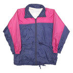 Womens Pink & Blue Retro Zip Nylon Windbreaker XL Plain Lightweight Jacket