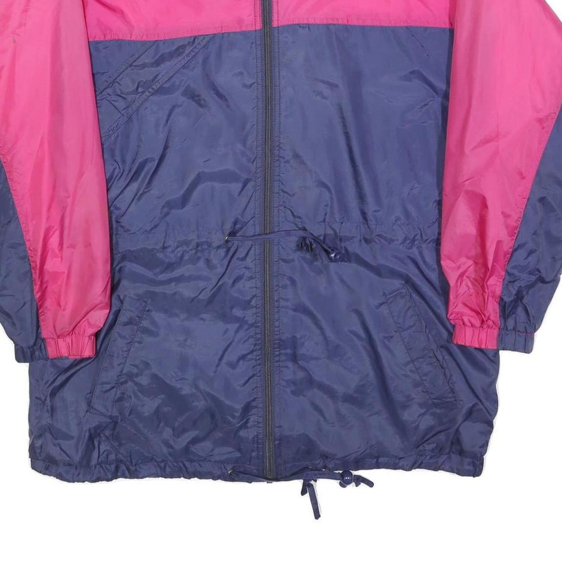 Womens Pink & Blue Retro Zip Nylon Windbreaker XL Plain Lightweight Jacket
