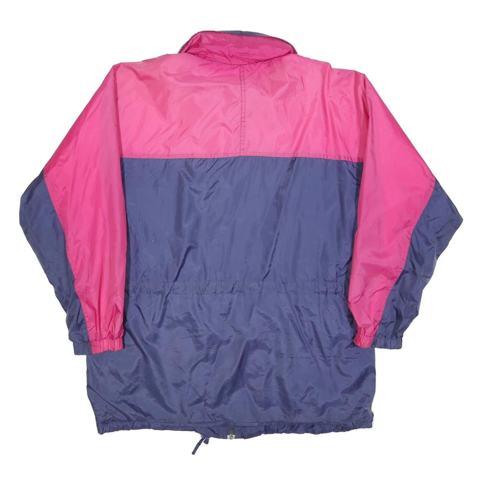 Womens Pink & Blue Retro Zip Nylon Windbreaker XL Plain Lightweight Jacket