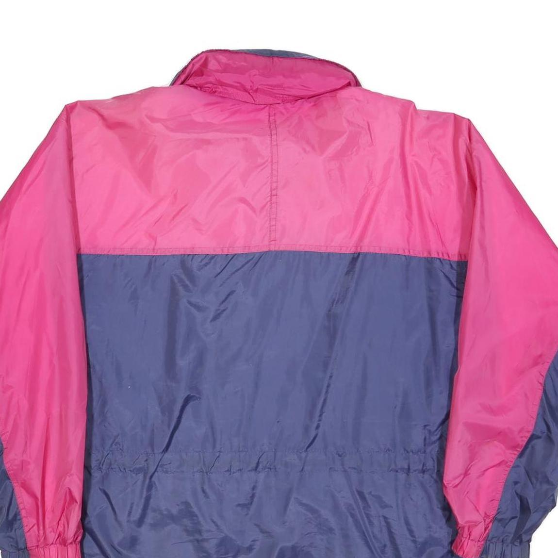 Womens Pink & Blue Retro Zip Nylon Windbreaker XL Plain Lightweight Jacket