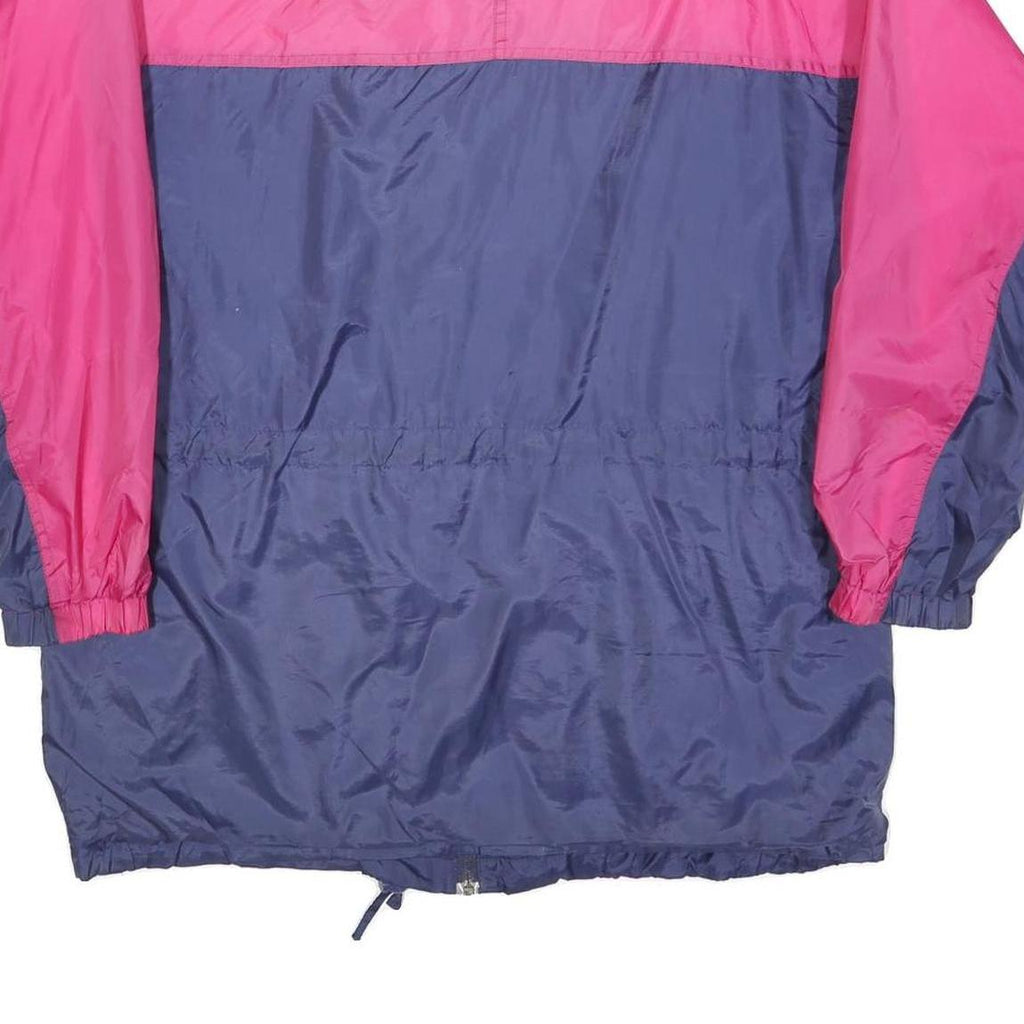 Womens Pink & Blue Retro Zip Nylon Windbreaker XL Plain Lightweight Jacket