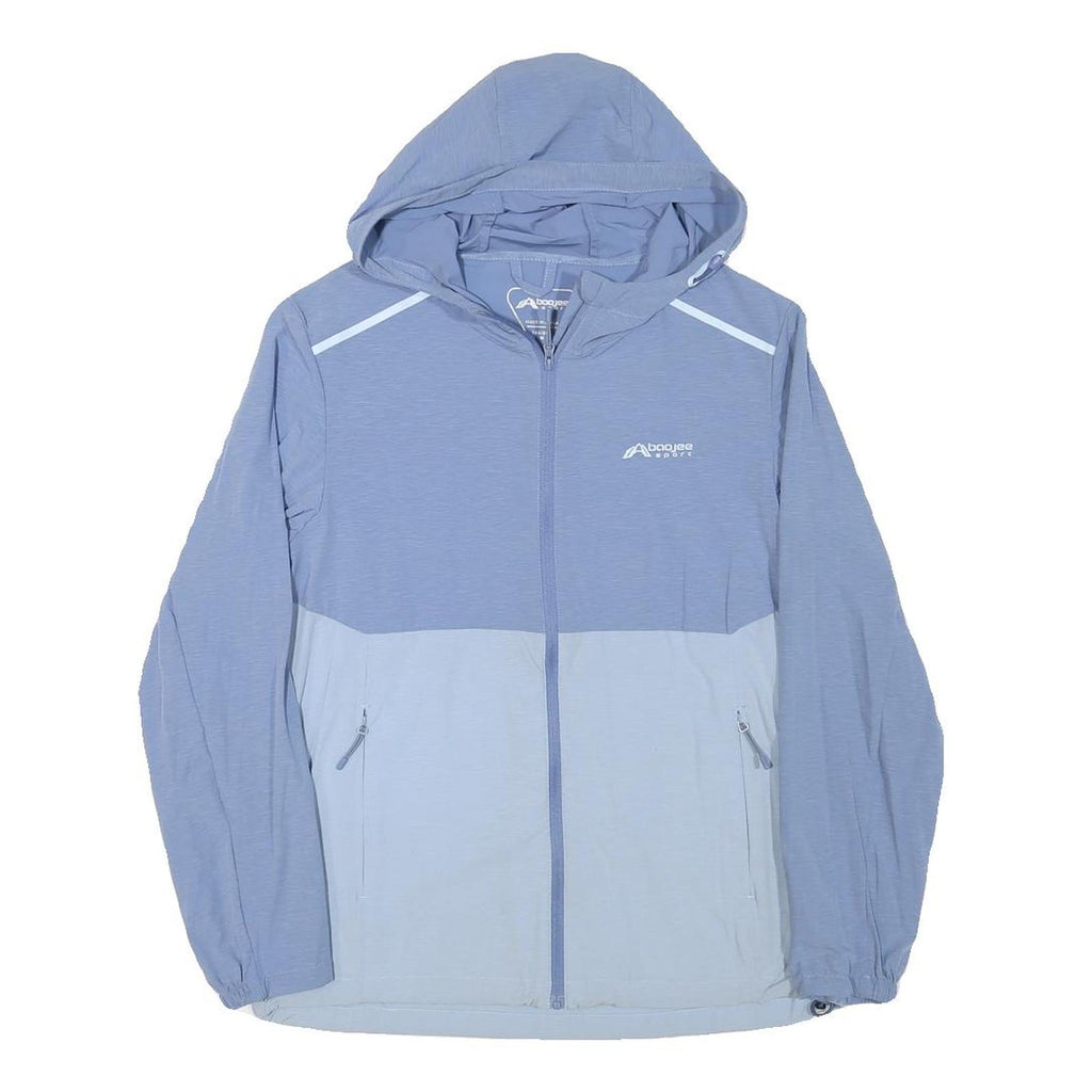 BAOJEE Womens Blue Light Blue Hooded Zip Jacket M Polyester Blend Plain