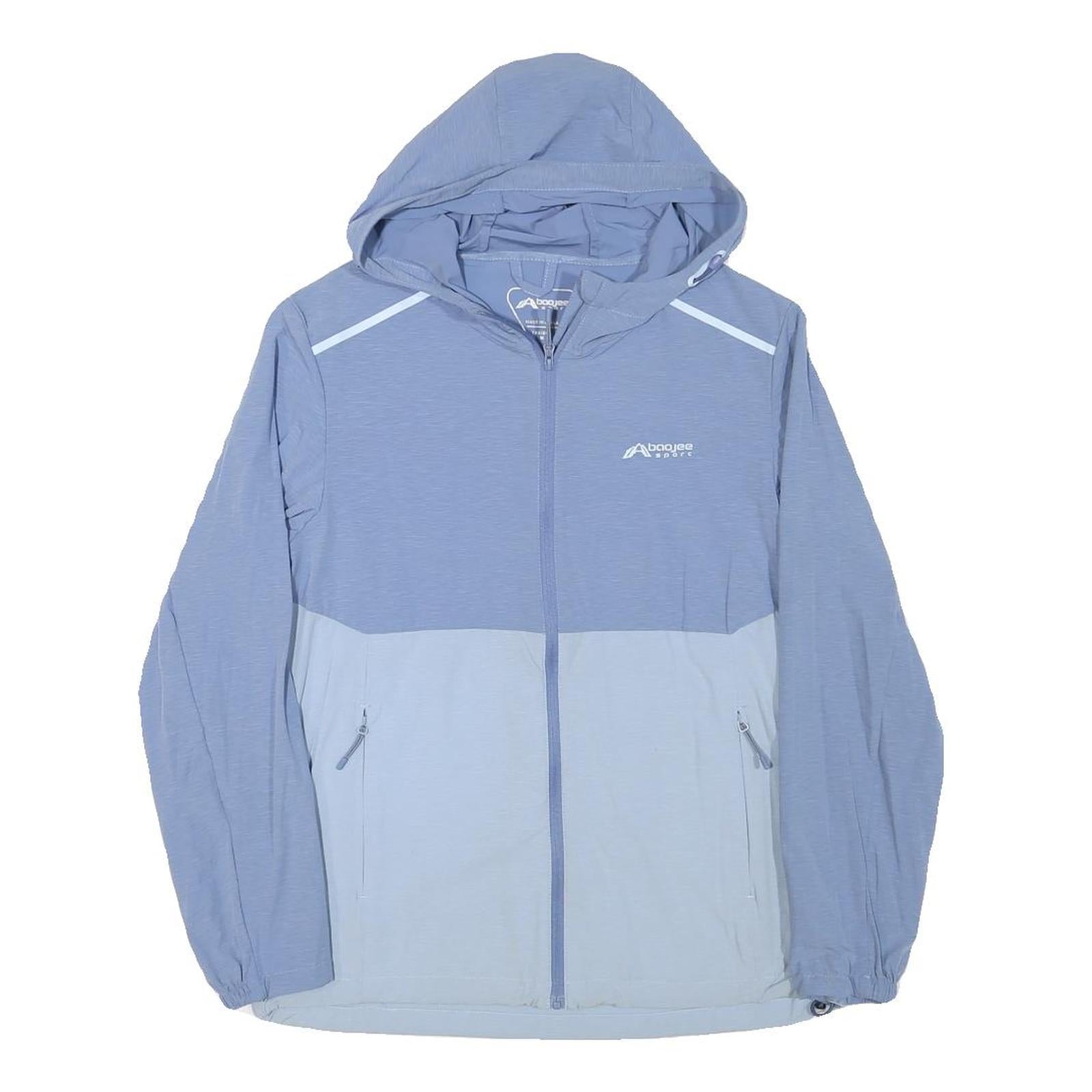 BAOJEE Womens Blue Light Blue Hooded Zip Jacket M Polyester Blend Plain