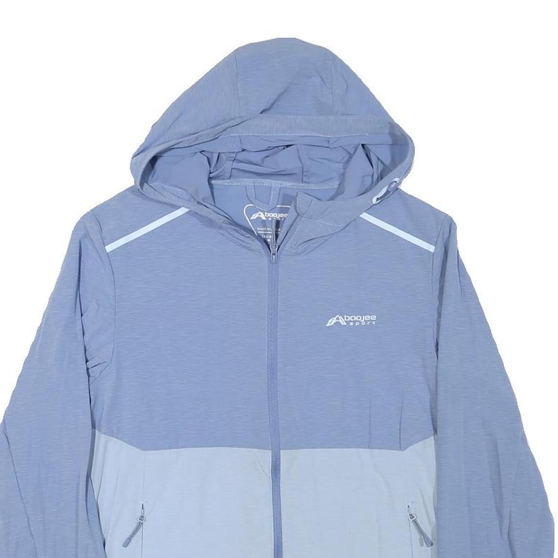 BAOJEE Womens Blue Light Blue Hooded Zip Jacket M Polyester Blend Plain