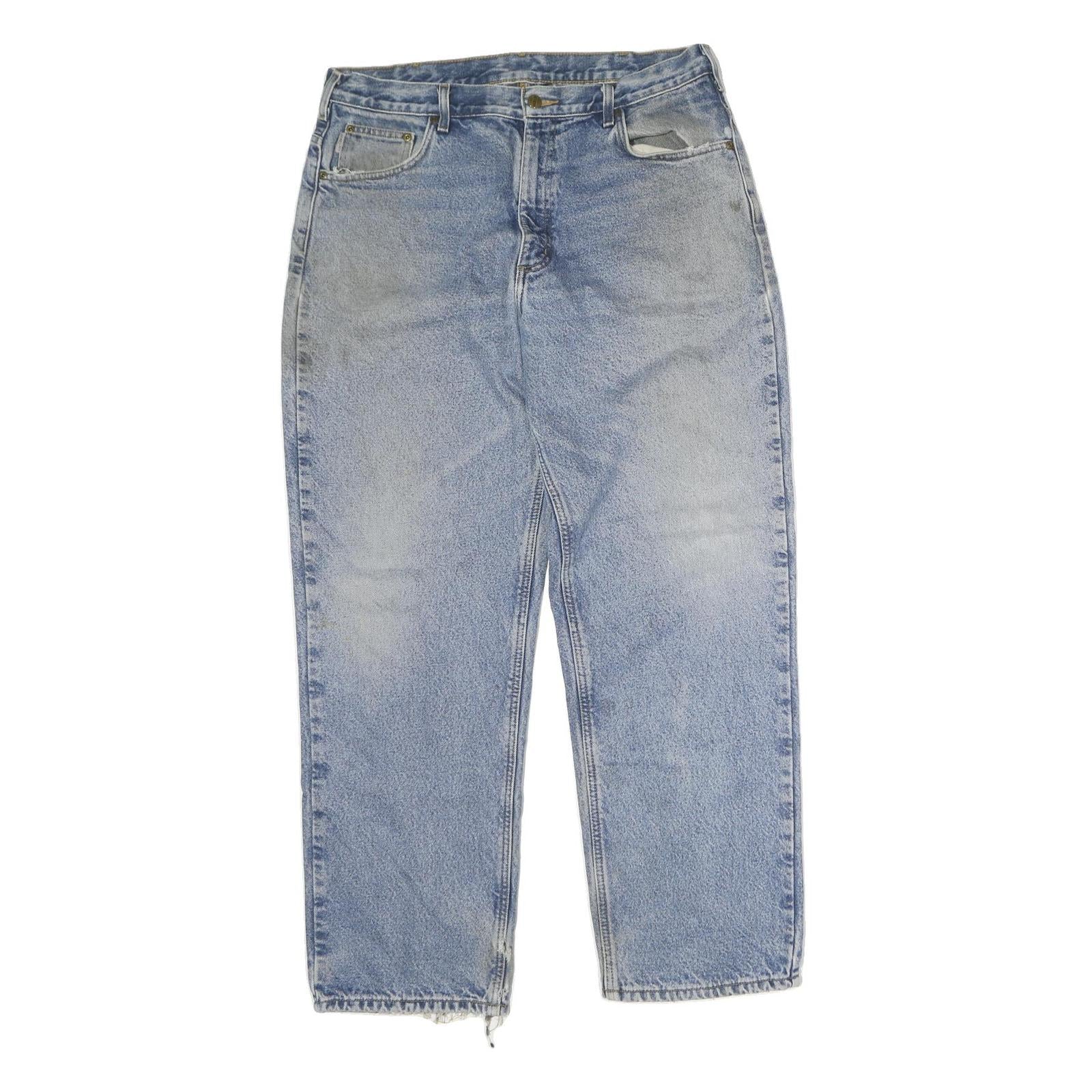 CARHARTT Mens Regular Fit Jeans Blue Denim Zip W38 L32 Classic Cotton Casual