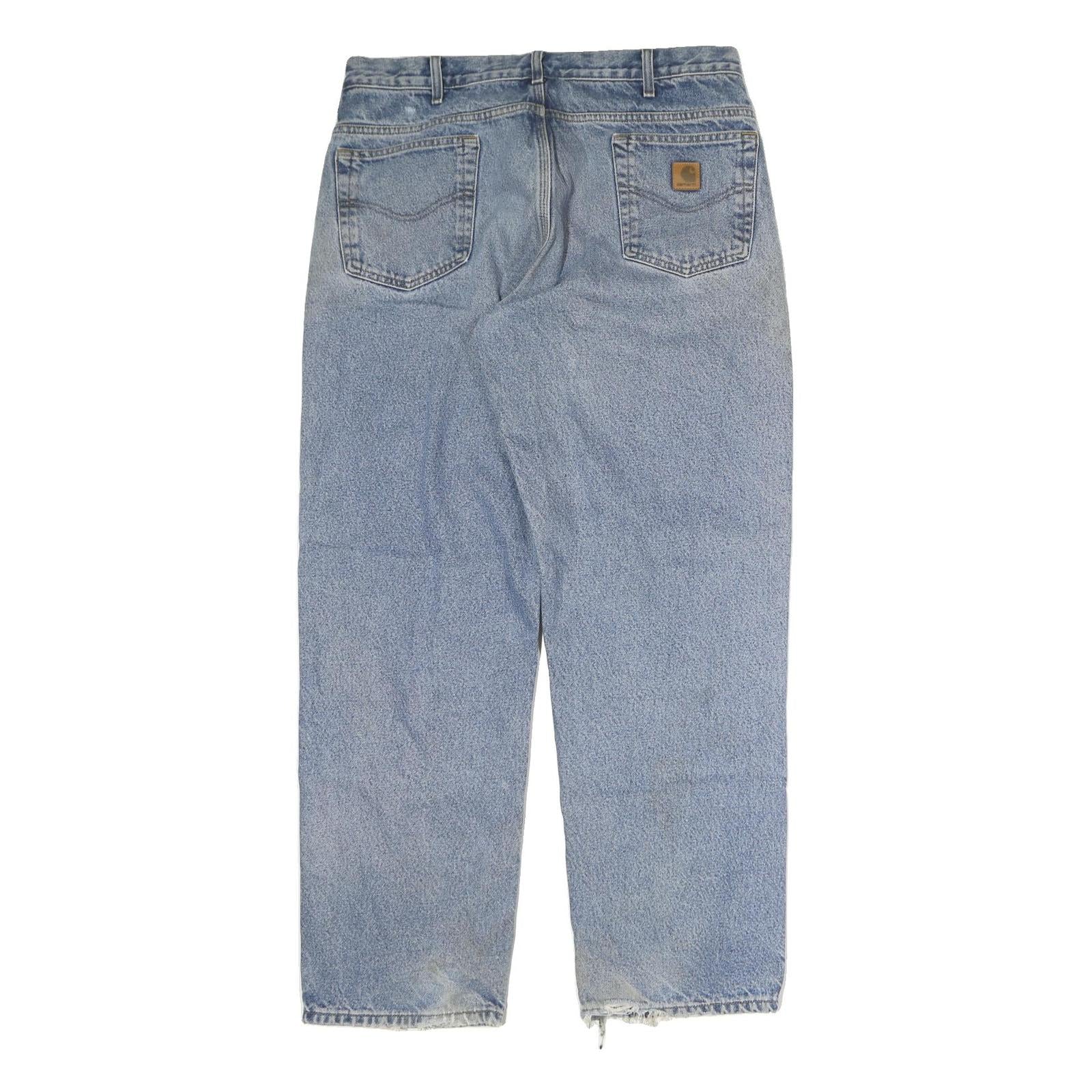CARHARTT Mens Regular Fit Jeans Blue Denim Zip W38 L32 Classic Cotton Casual