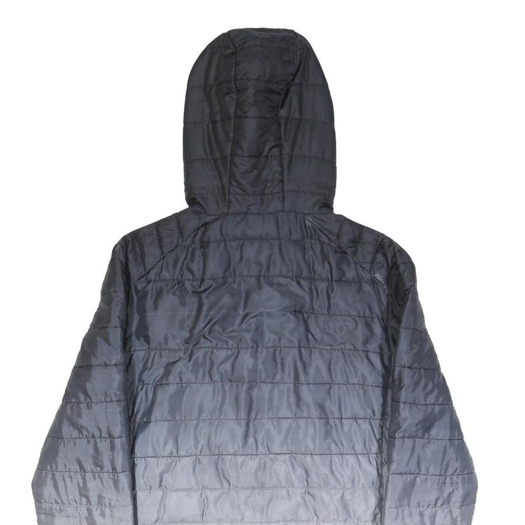 ELLESSE Mens Black & Grey Hooded Quilted Jacket S Polyester Zip Casual