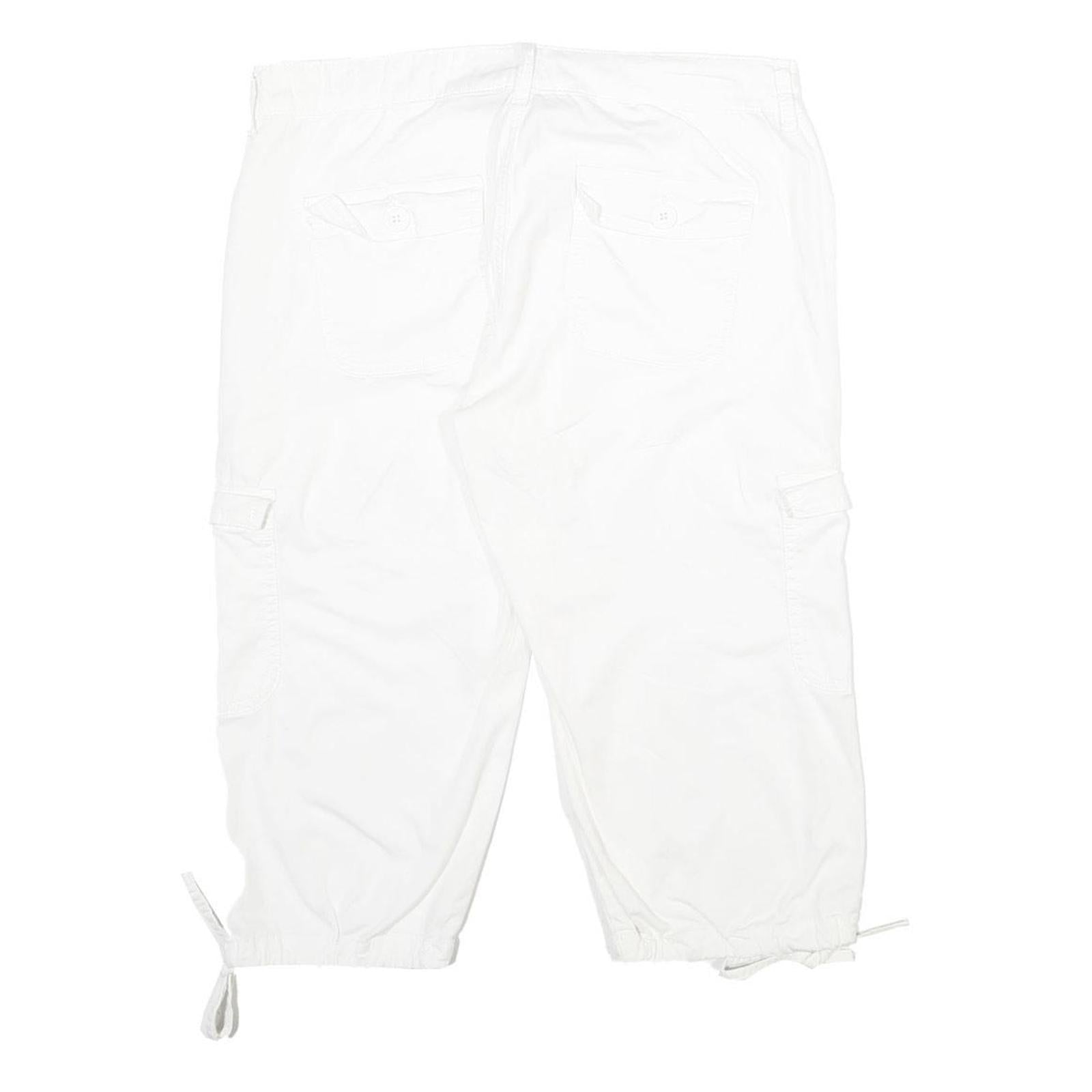 JOYOUS Womens White Cargo Shorts UK 10 W32 Cotton Blend Casual Pockets