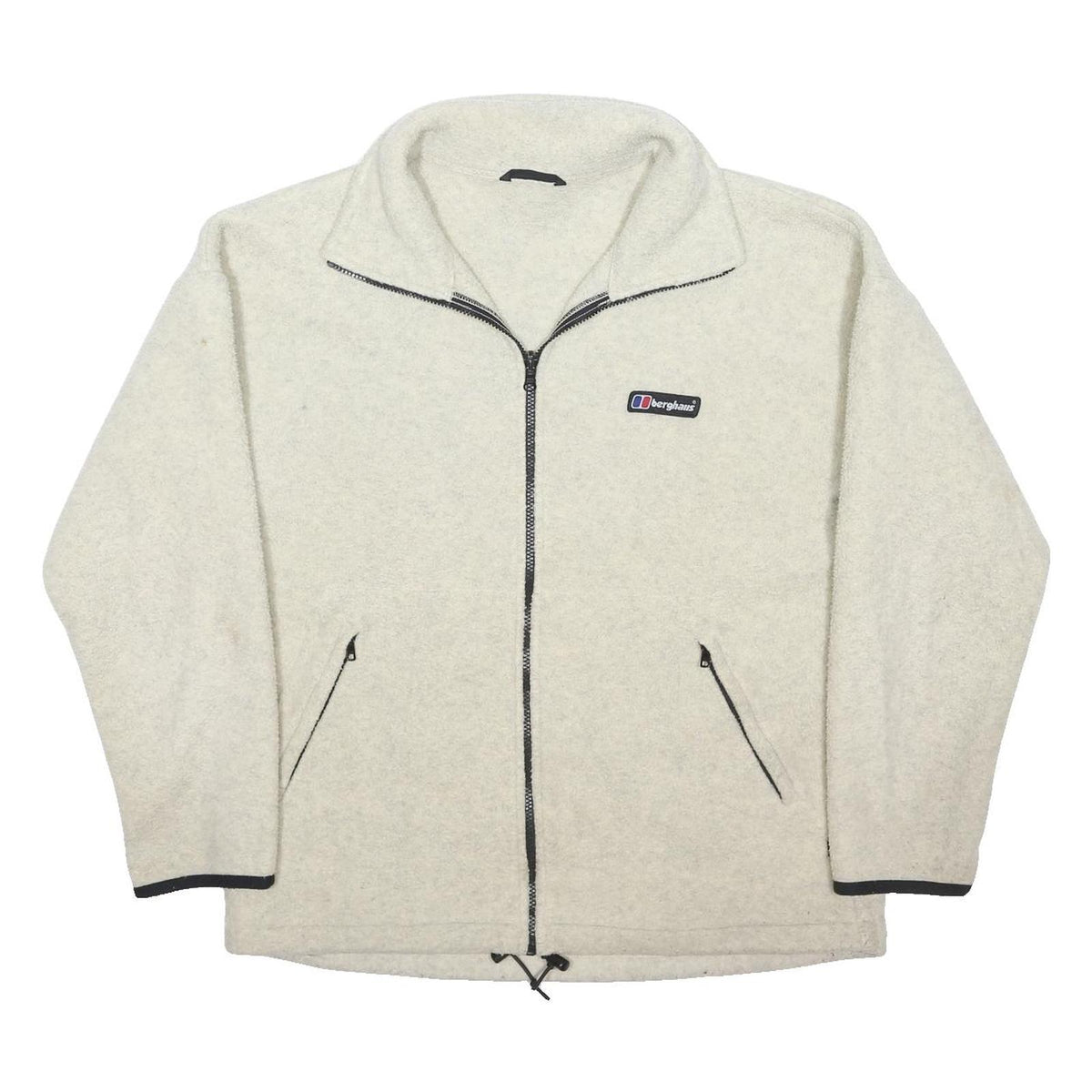 BERGHAUS Mens Cream Jacket L Polyester Blend Zip Fleece Plain Comfortable Warm