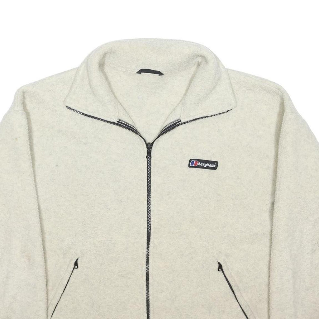 BERGHAUS Mens Cream Jacket L Polyester Blend Zip Fleece Plain Comfortable Warm