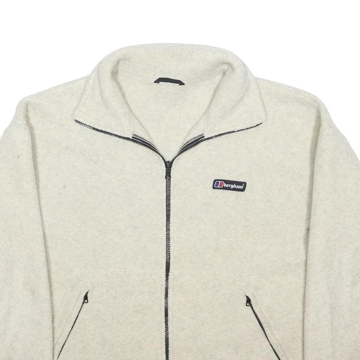 BERGHAUS Mens Cream Jacket L Polyester Blend Zip Fleece Plain Comfortable Warm