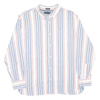 TOMMY HILFIGER Mens White Blue & Red Striped Shirt XL Classic Fit Cotton