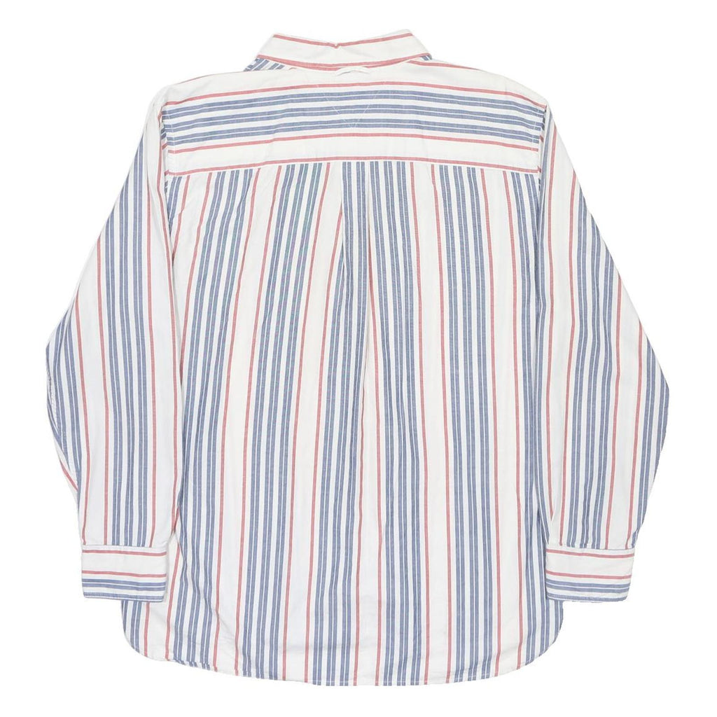 TOMMY HILFIGER Mens White Blue & Red Striped Shirt XL Classic Fit Cotton