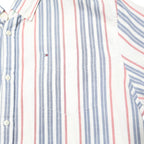 TOMMY HILFIGER Mens White Blue & Red Striped Shirt XL Classic Fit Cotton