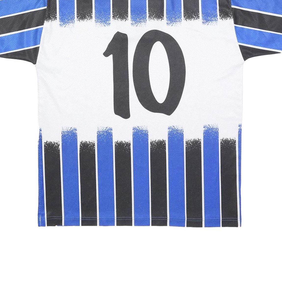 MARKA SPORT Mens Blue & Black & White Signed Graphic T-Shirt L Short Sleeve