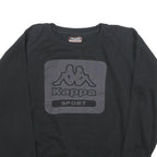 KAPPA Mens Black Cotton Blend Black Sport Crew Neck Sweatshirt XL Logo Print