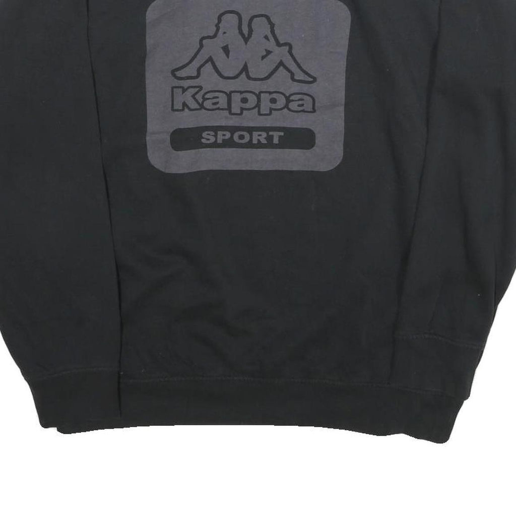 KAPPA Mens Black Cotton Blend Black Sport Crew Neck Sweatshirt XL Logo Print