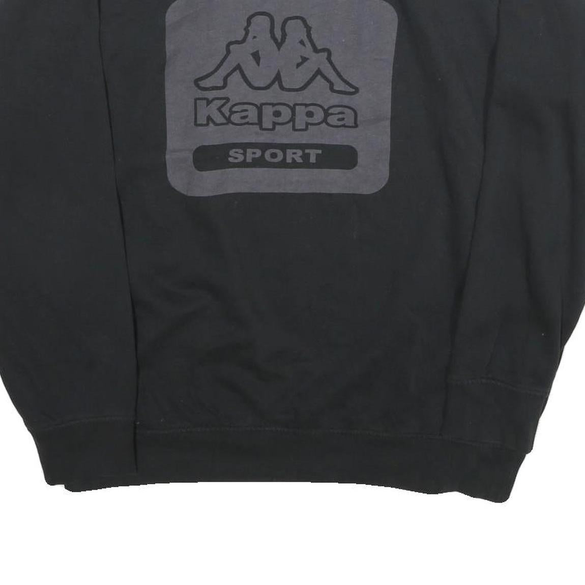 KAPPA Mens Black Cotton Blend Black Sport Crew Neck Sweatshirt XL Logo Print